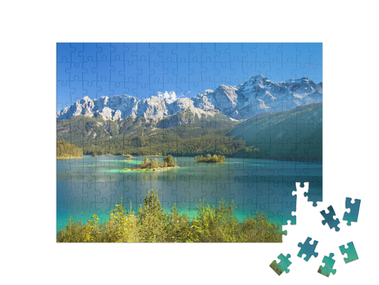 puzzle 200 dílků „Eibsee a Zugspitze“