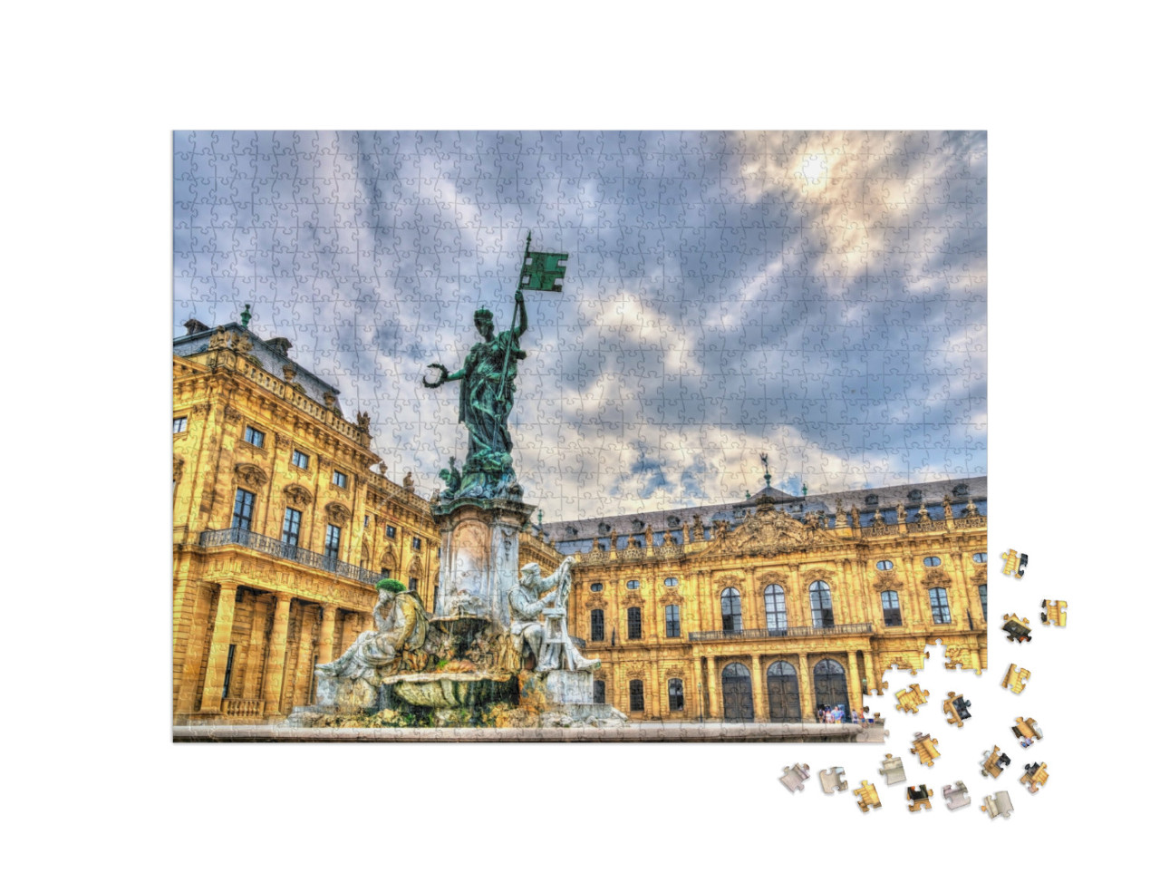 puzzle 1000 dílků „Fontána Frankonia v rezidenci Würzburg v Bavorsku, Německo“
