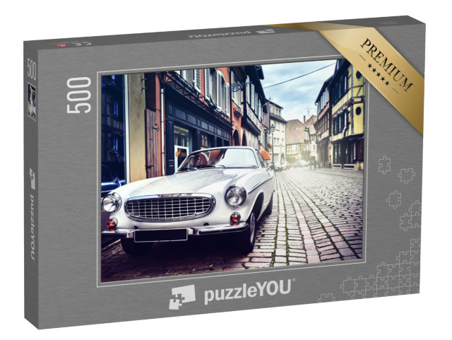 puzzle 500 dílků „Retro auto ve starém městě“