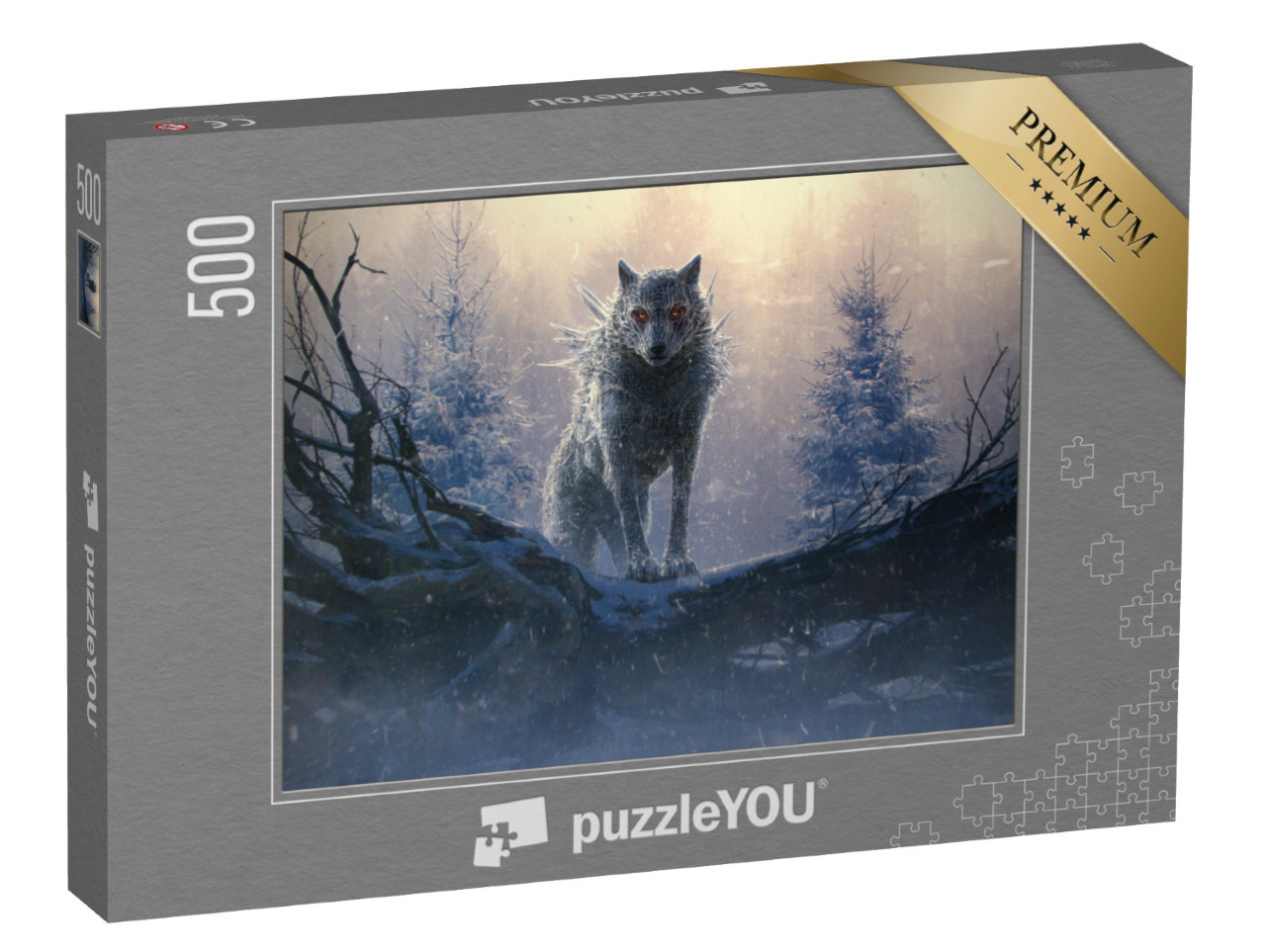 puzzle 500 dílků „Fenrir, obří ledový vlk ze severské mytologie.“