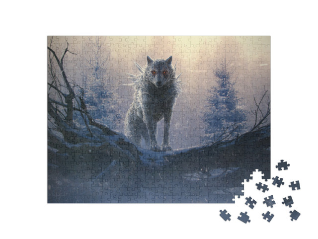 puzzle 500 dílků „Fenrir, obří ledový vlk ze severské mytologie.“
