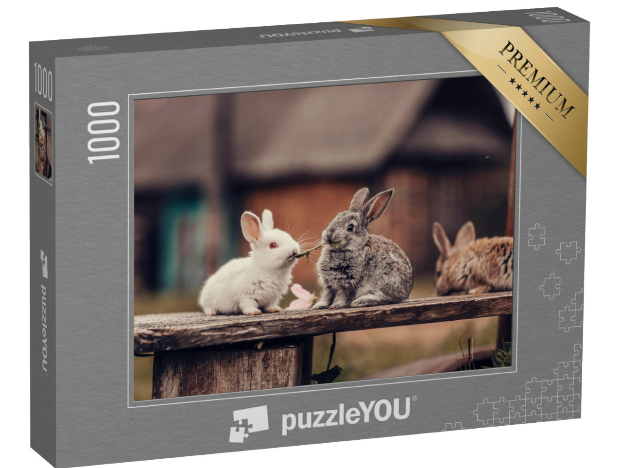 puzzle 1000 dílků „Dva králíci chroupající pampelišky“