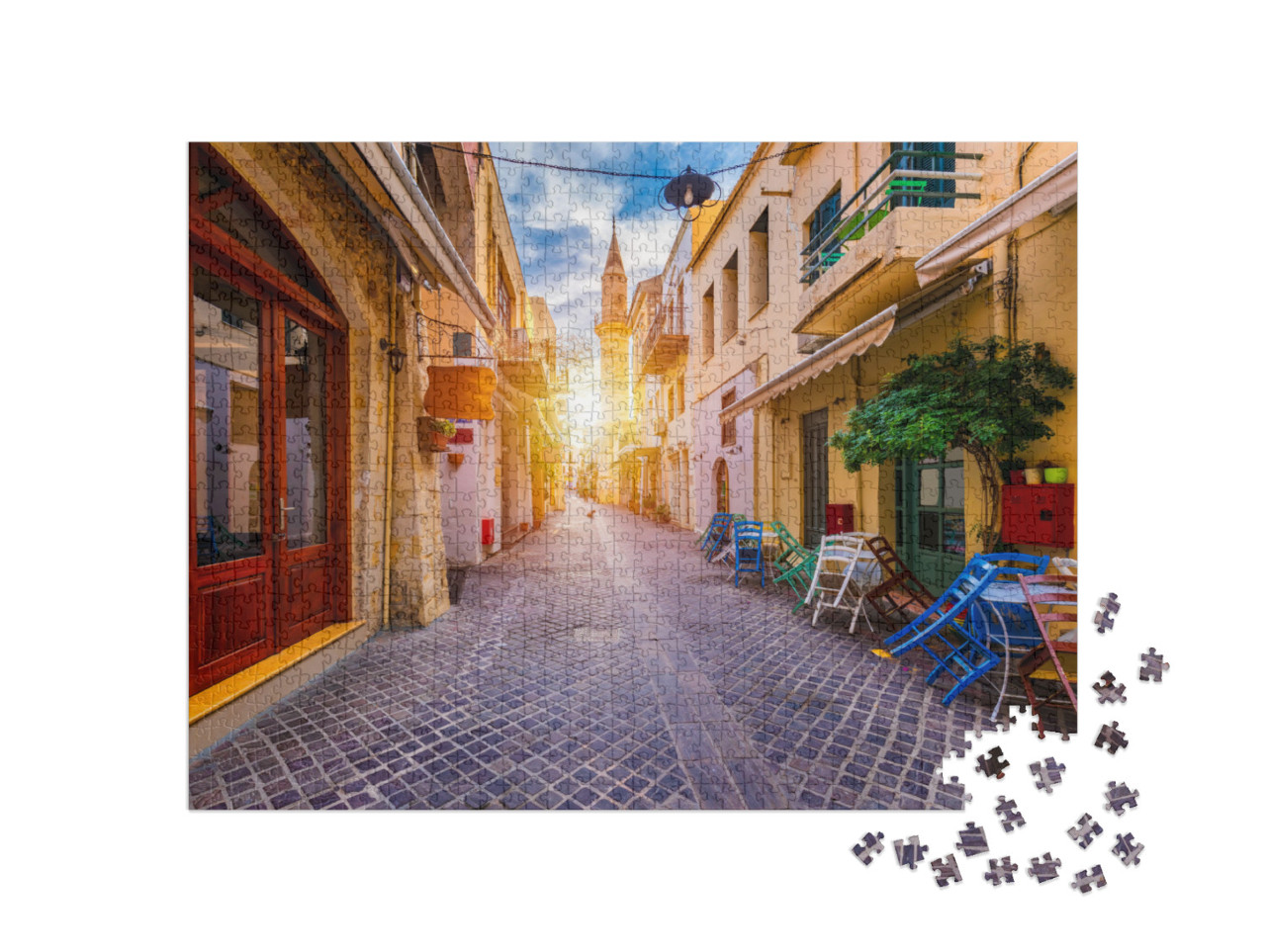 puzzle 1000 dílků „Ulice ve starém centru města Chania, Kréta, Řecko“