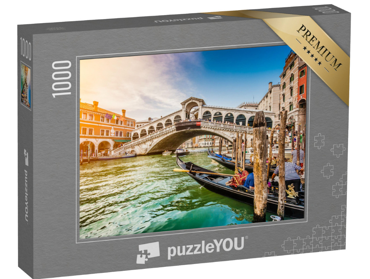 puzzle 1000 dílků „Západ slunce nad mostem Rialto v Benátkách, Itálie“