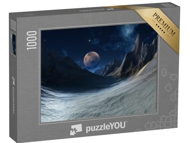 puzzle 1000 dílků „3D rendering, fantasy krajina, noční obloha“
