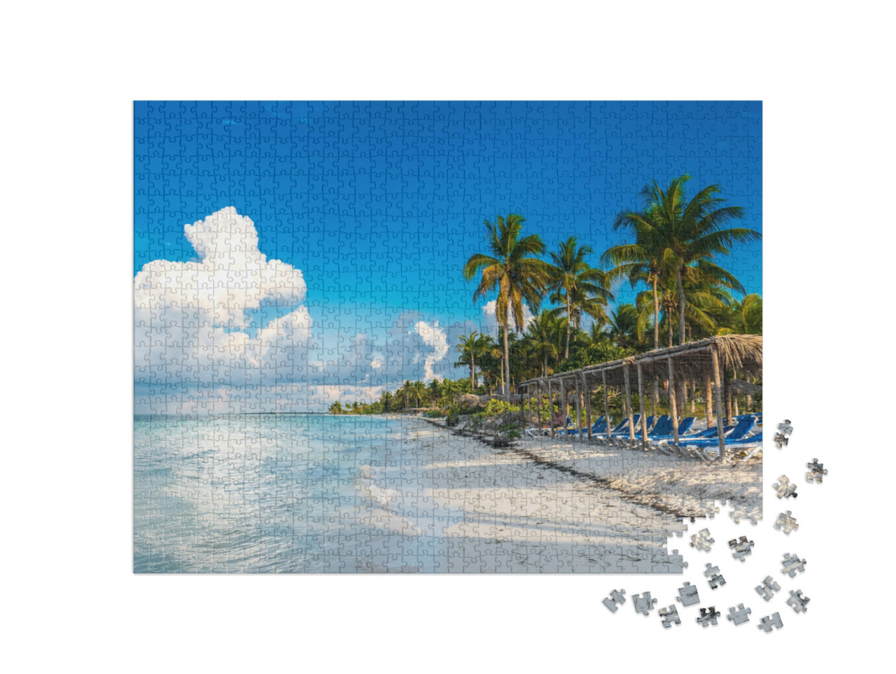 puzzle 1000 dílků „Místo na pláži před Karibským mořem, Cayo Gulliermo, Kuba“