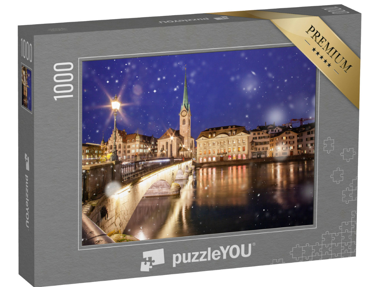 puzzle 1000 dílků „Sněhové závěje v centru Curychu“