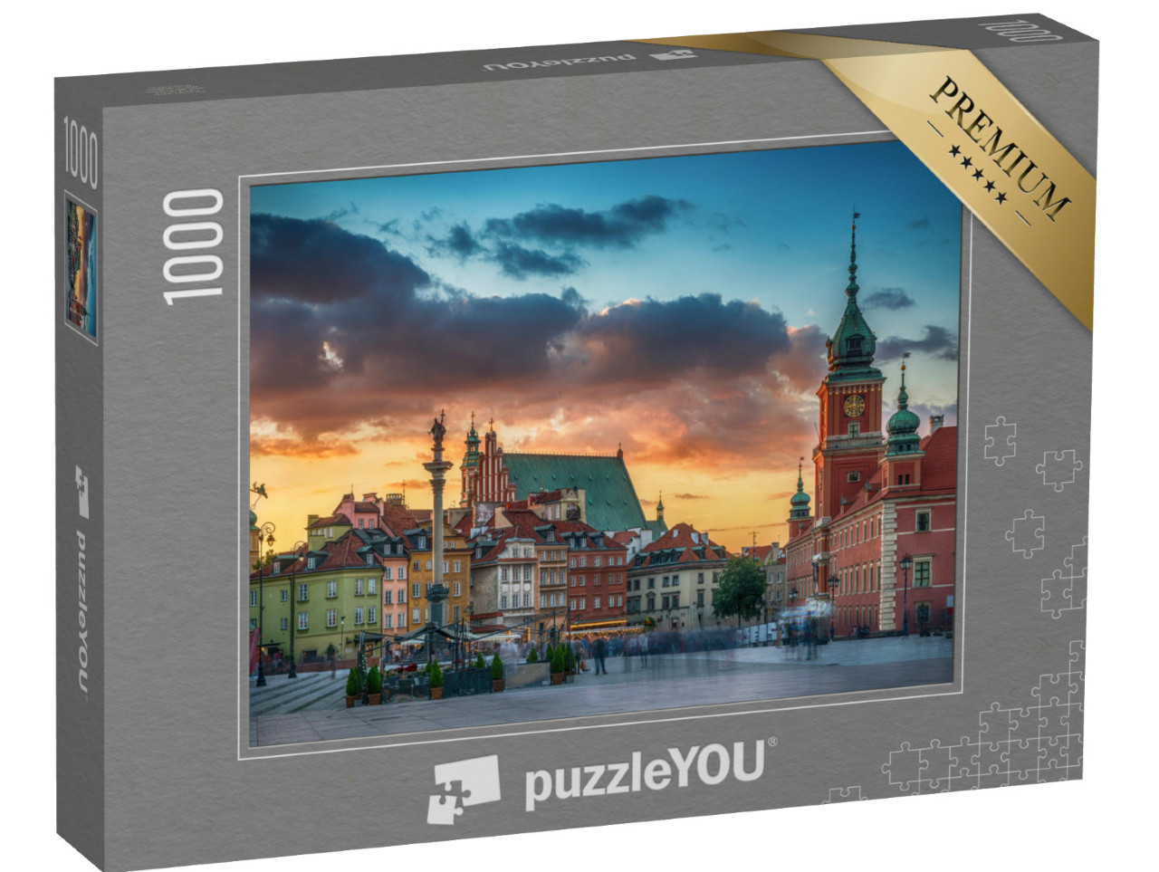 puzzle 1000 dílků „Staré centrum Varšavy, hrad, městské domy a sloup, dlouhá expozice“