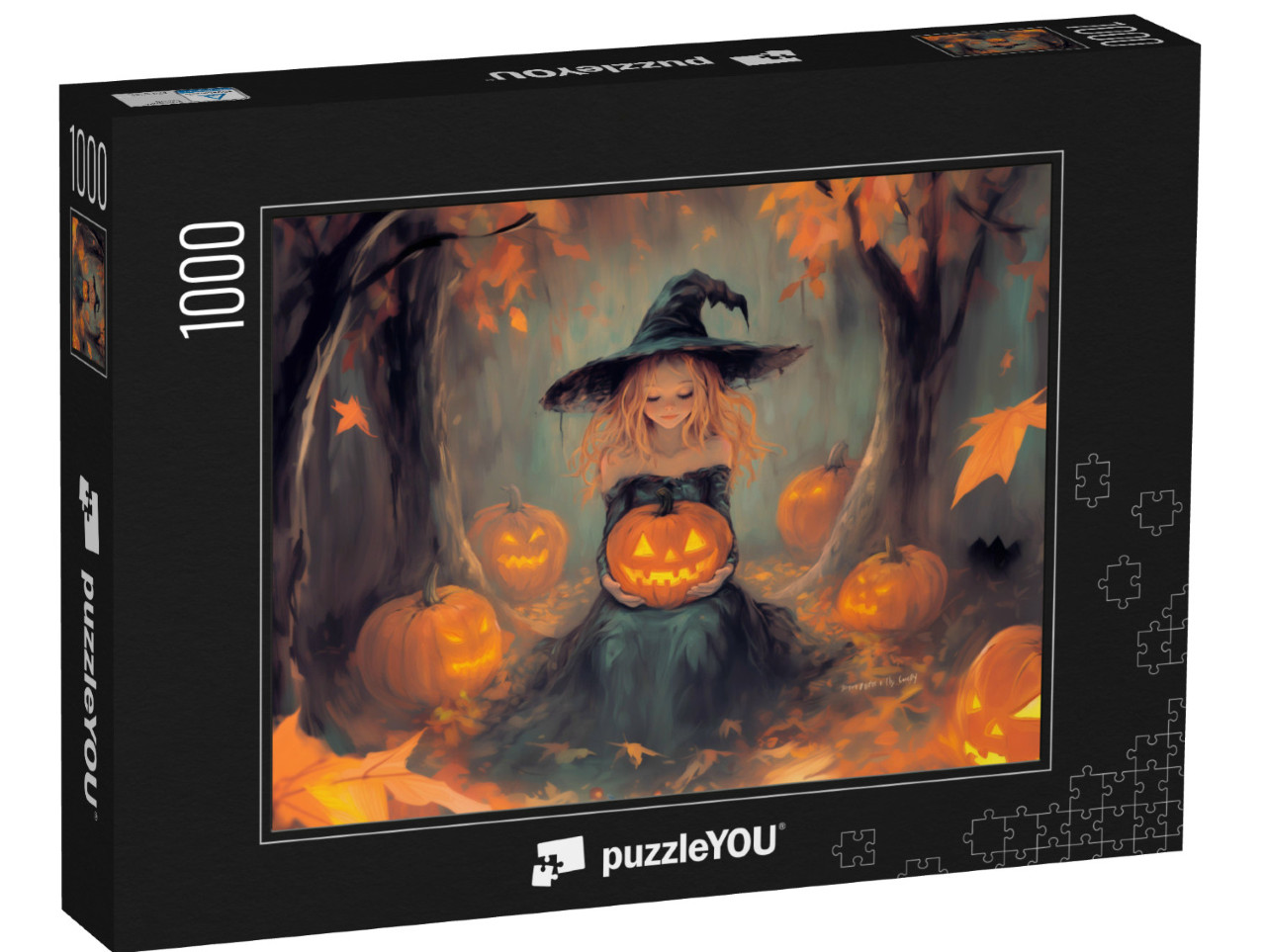 puzzle 1000 dílků „Čarodějnice v noci v lese“