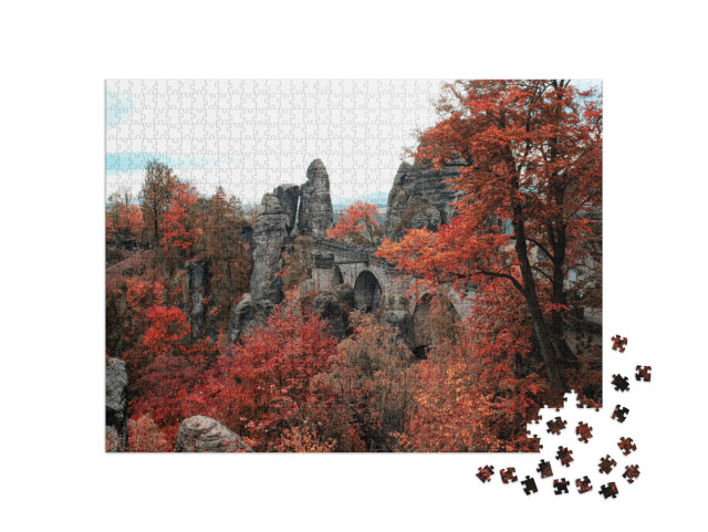 puzzle 1000 dílků „Podzimní most Bastei, Německo“