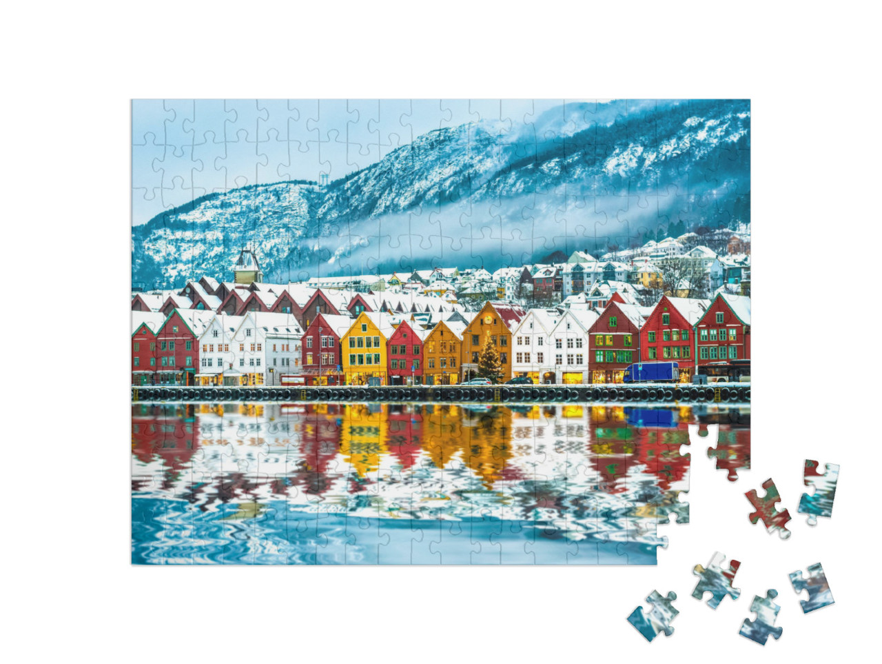 puzzle 200 dílků „Pohled na Bergen, Norsko“