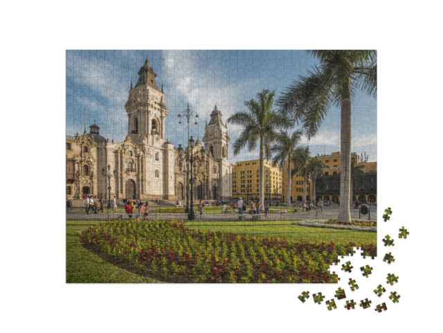 puzzle 1000 dílků „Katedrální kostel a hlavní náměstí v centru Limy, Peru“