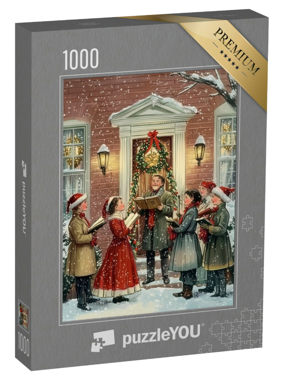 puzzle 1000 dílků „Vánoční sbor zpívá koledy na Štědrý den“