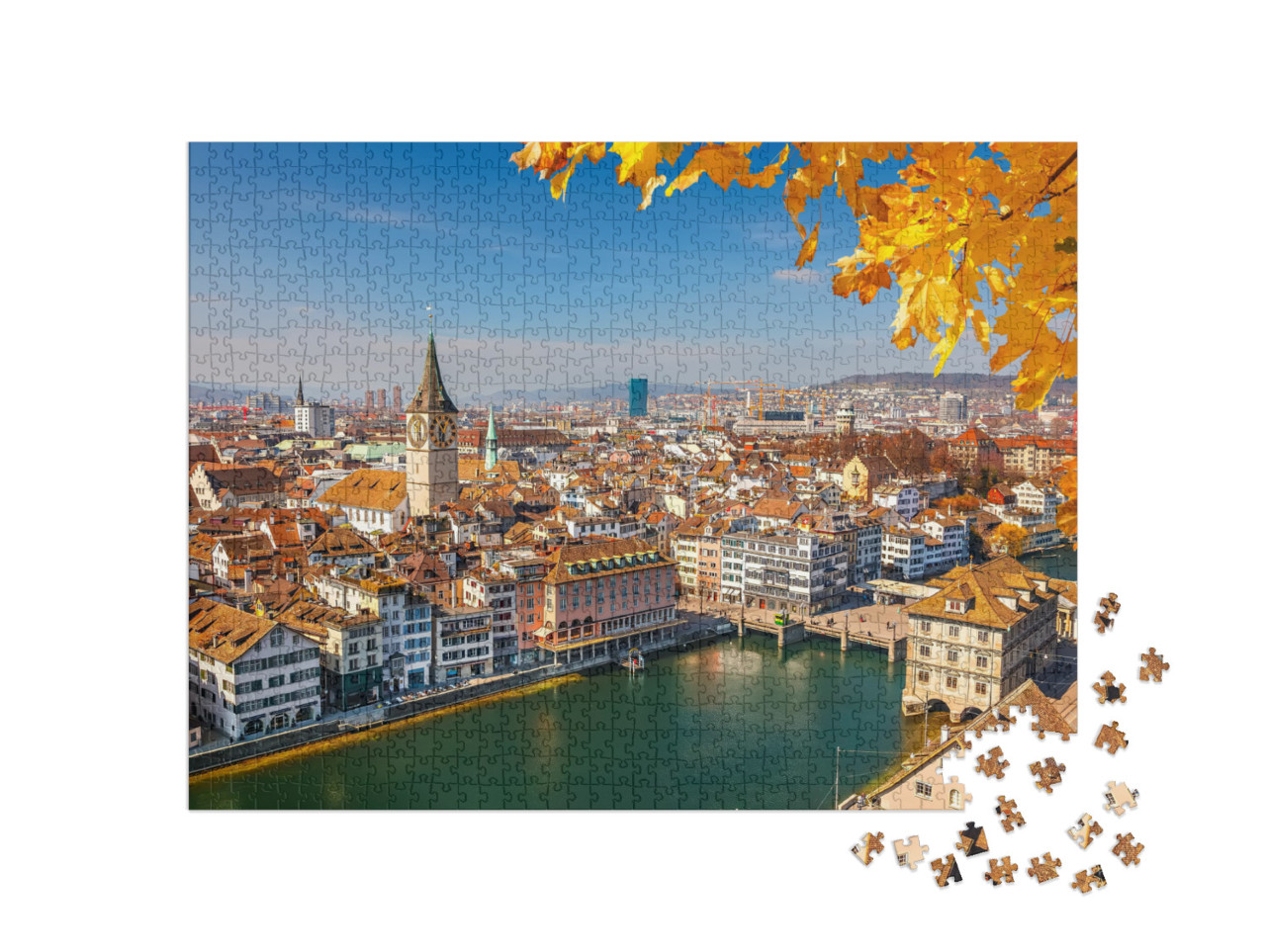 puzzle 1000 dílků „Curych na řece Limmat, Švýcarsko“