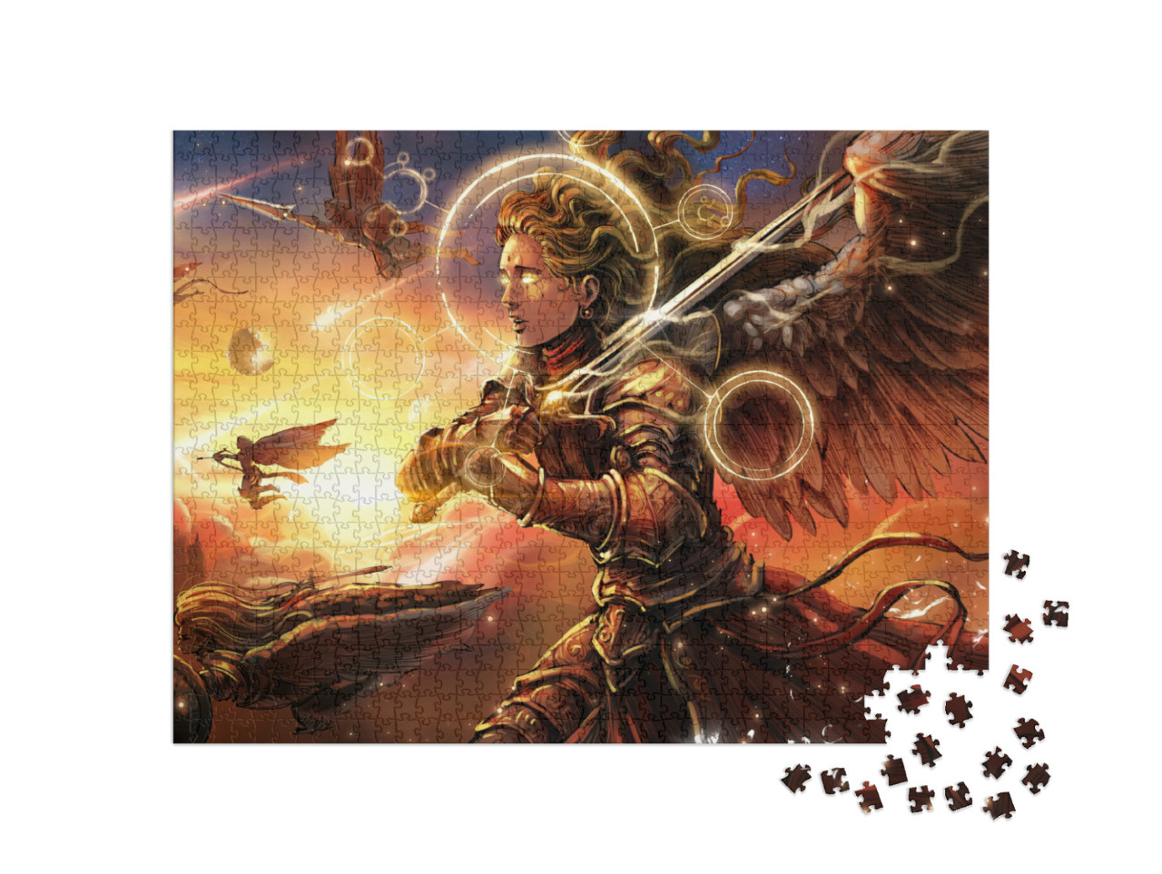 puzzle 1000 dílků „Andělská armáda představuje krásnou rytířku“