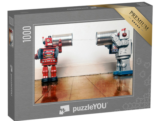 puzzle 1000 dílků „Retro roboti mluvící přes telefon“