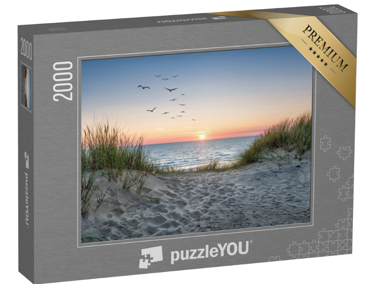 puzzle 2000 dílků „Písečné duny na pláži při západu slunce“