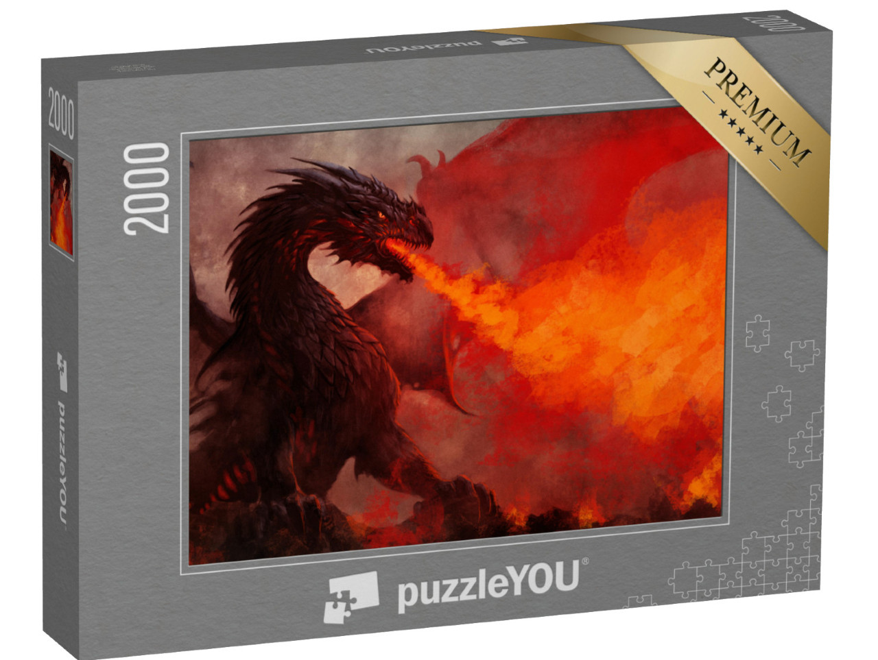 puzzle 2000 dílků „Drak s černými křídly“