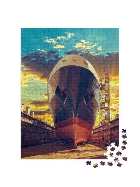puzzle 1000 dílků „Loď v suchém doku loděnice“