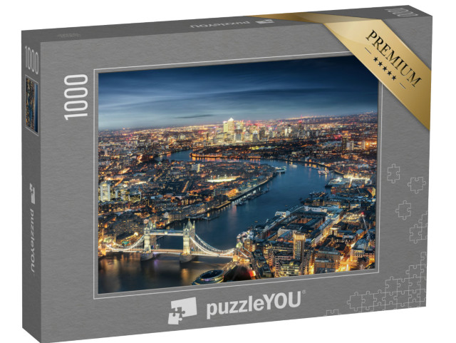 puzzle 1000 dílků „Letecký pohled na Londýn: Tower Bridge večer“