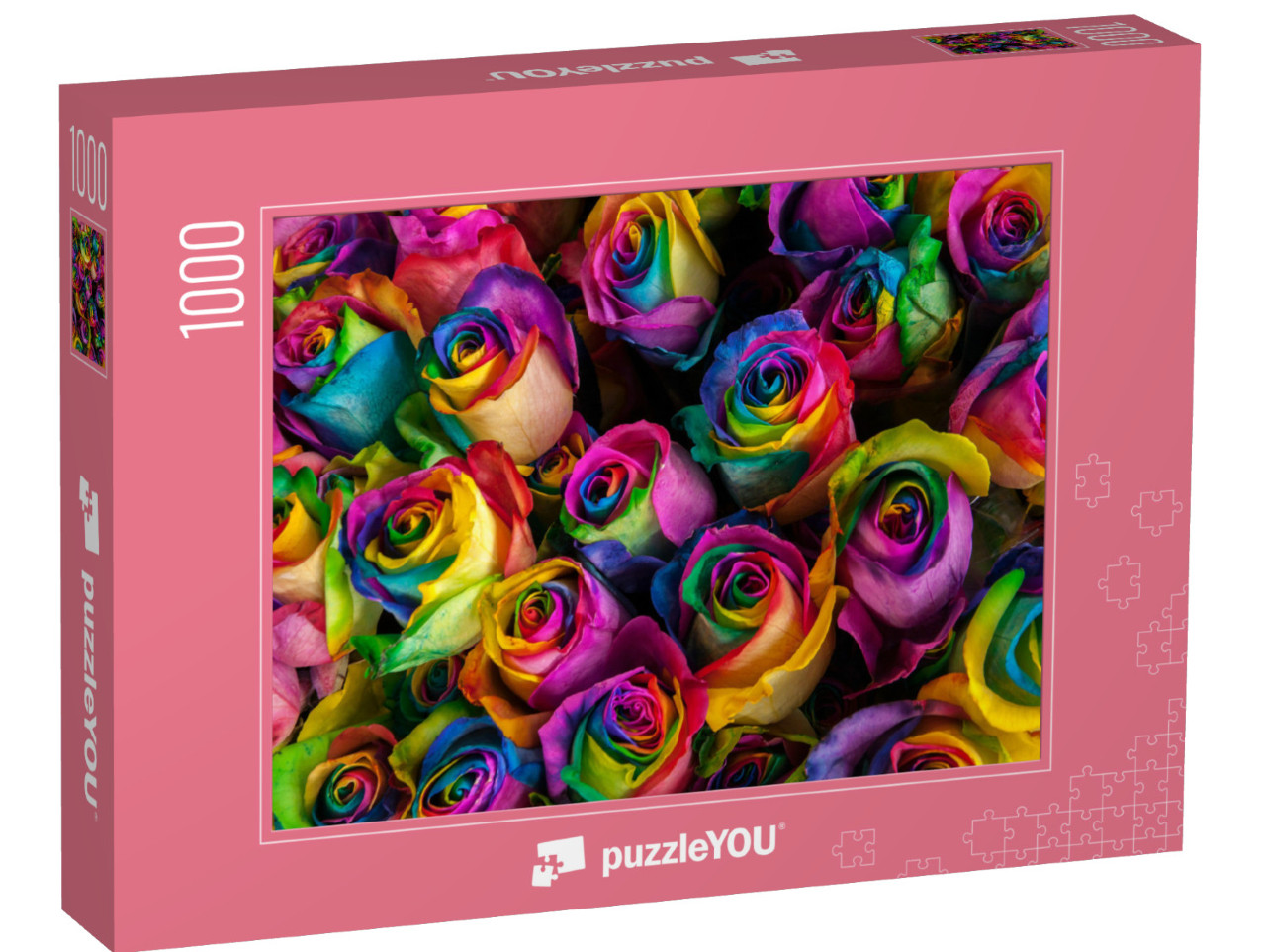 puzzle 1000 dílků „Jasné a barevné duhové růže“