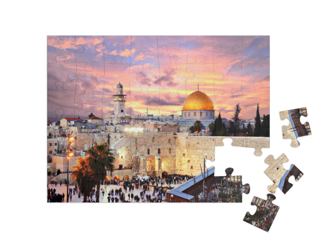puzzle 48 dílků „Staré město u Západní zdi s Chrámovou horou, Jeruzalém, Izrael“