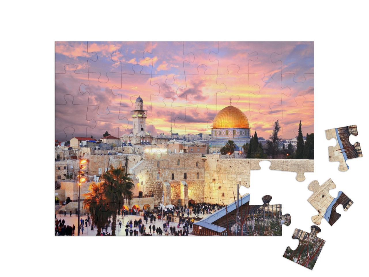 puzzle 48 dílků „Staré město u Západní zdi s Chrámovou horou, Jeruzalém, Izrael“