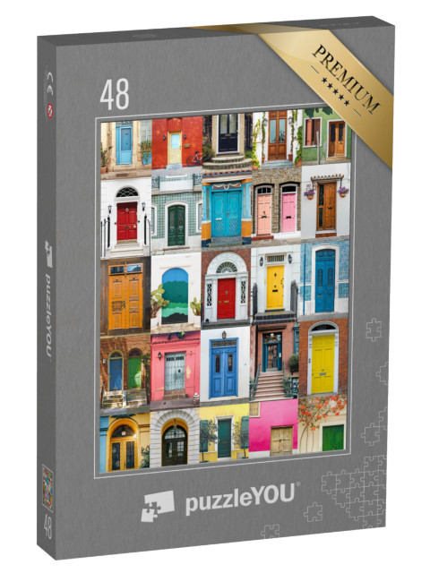 puzzle 48 dílků „Barevná sbírka vchodových dveří z celého světa“
