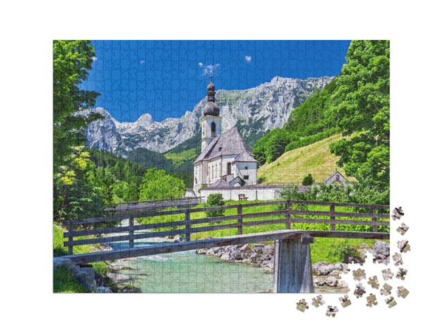 puzzle 1000 dílků XXL „Malebná horská krajina: Svatý Šebestián v obci Ramsau“