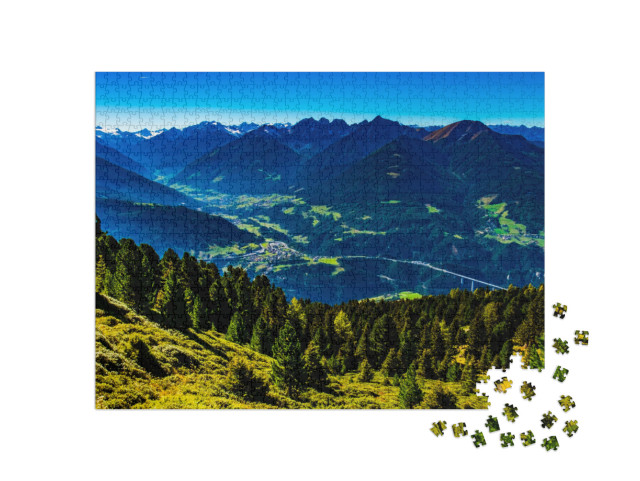 puzzle 1000 dílků „Pohled na údolí Stubai z hory Patscherkofel v Tyrolsku“