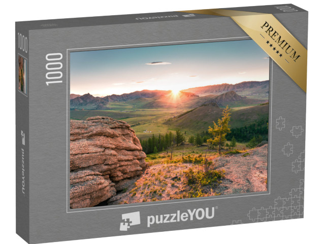puzzle 1000 dílků „Východ slunce v Mongolsku v národním parku Gorkhi-Terelj“