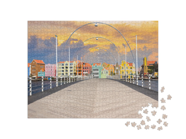 puzzle 1000 dílků „Plovoucí most Pantoon Bridge ve Willemstadu, Curacao“