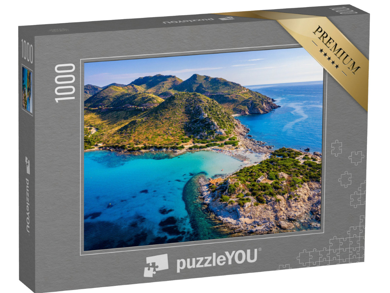 puzzle 1000 dílků „Poloostrov Punta Molentis s pláží, Sardinie, Itálie“