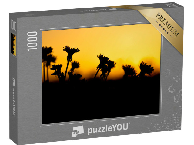 puzzle 1000 dílků „Silueta žlutých pampelišek. Letní, jarní květiny v...“