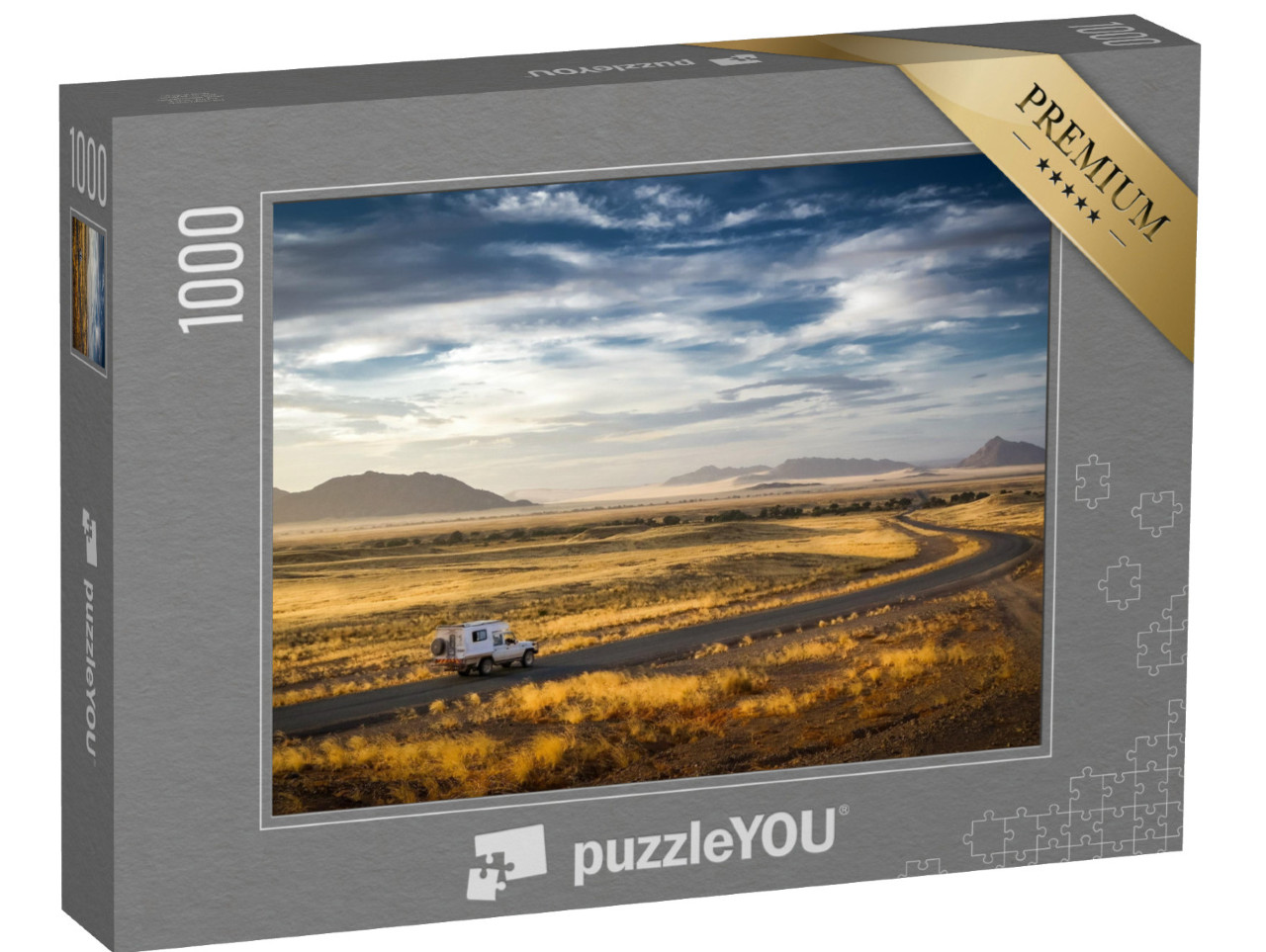 puzzle 1000 dílků „Brzy ráno na cestě k písečným dunám Sossusvlei a Dead Vlei, Namibie“