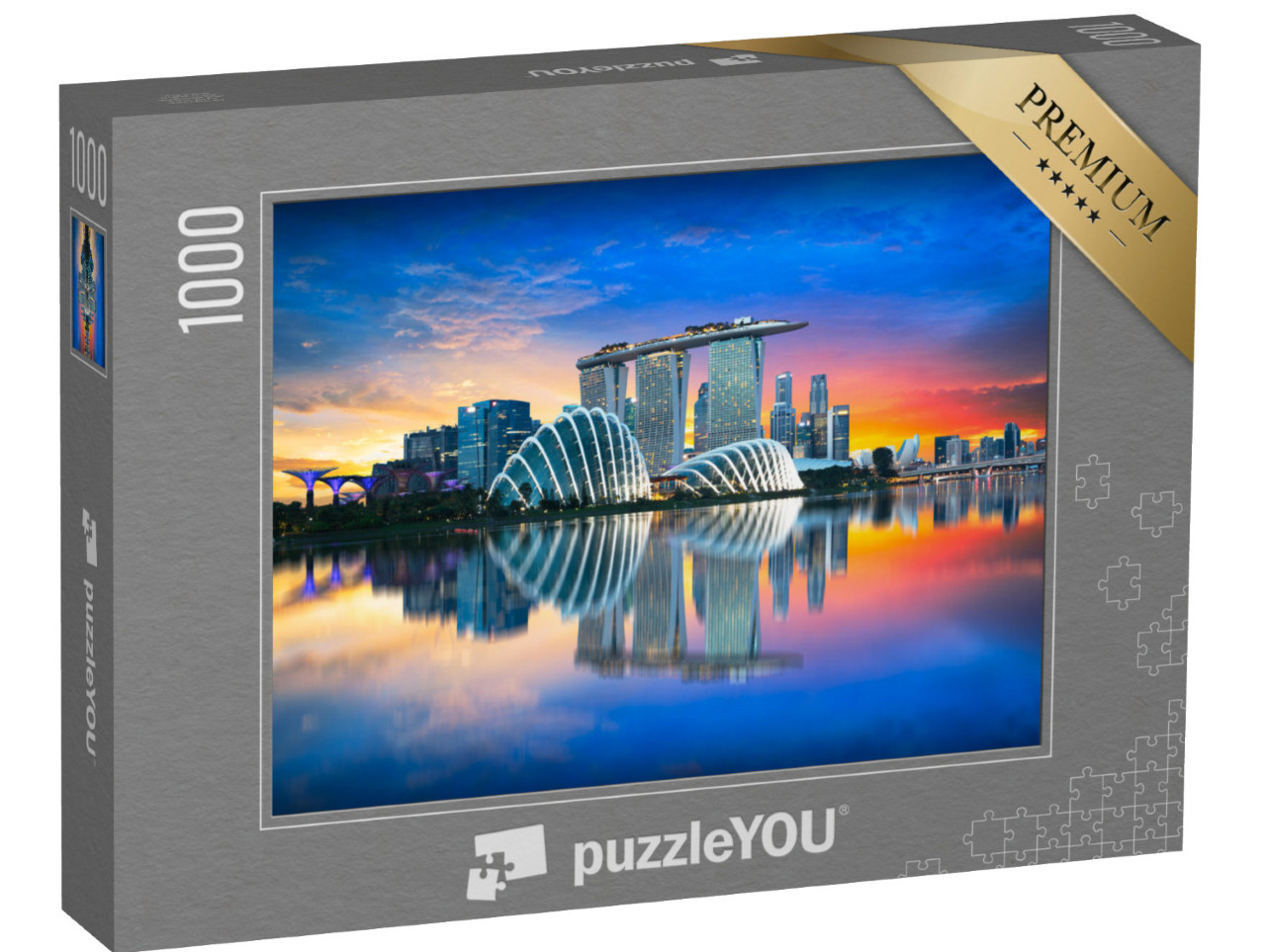 puzzle 1000 dílků „Singapur: panorama města ve večerním světle“