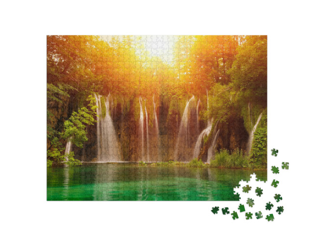 puzzle 1000 dílků „Vodopády v Národním parku Plitvická jezera, Chorvatsko“