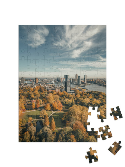 puzzle 100 dílků „Panorama Rotterdamu, Nizozemsko“