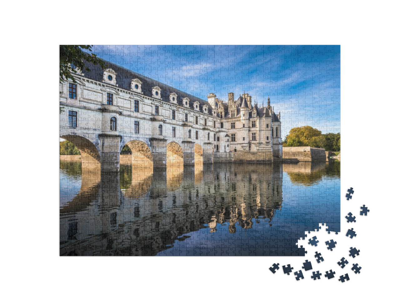 puzzle 1000 dílků „Chateau de Chenonceau na řece Cher, údolí Loiry, Francie“