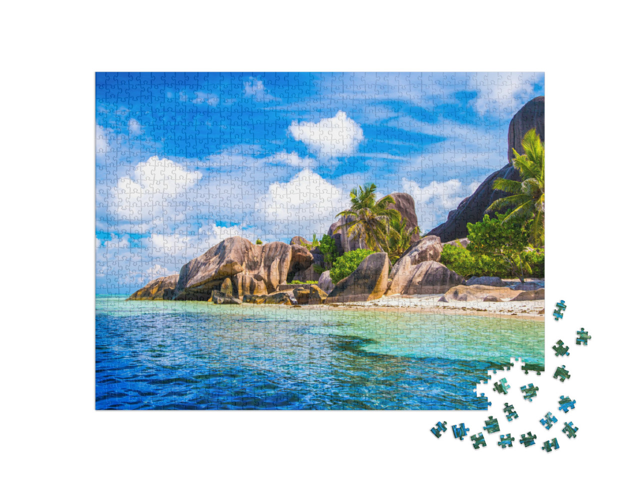 puzzle 1000 dílků „Anse Source d'Argent: nejznámější pláž na Seychelách, La Digue“