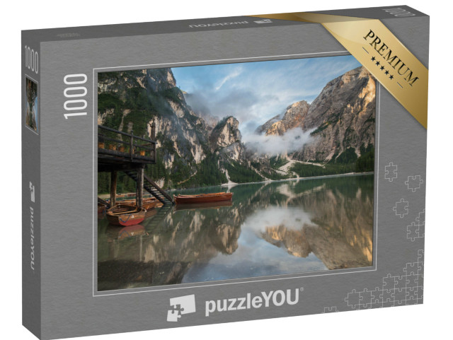 puzzle 1000 dílků „Pragser Wildsee, Lago di Braies, Přírodní park Fanes-Sennes-Prags, Dolomity“