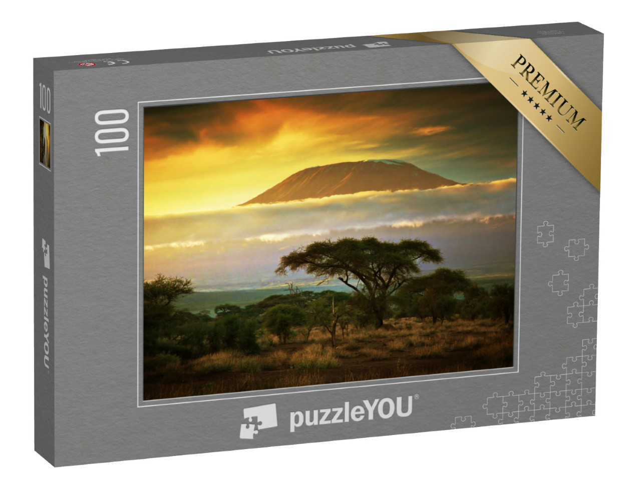 puzzle 100 dílků „avana a mraky na Kilimandžáru v Amboseli, Keňa, Afrika“