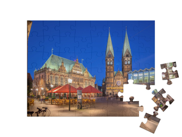 puzzle 48 dílků „Brémské tržiště v centru hanzovního města Brémy“