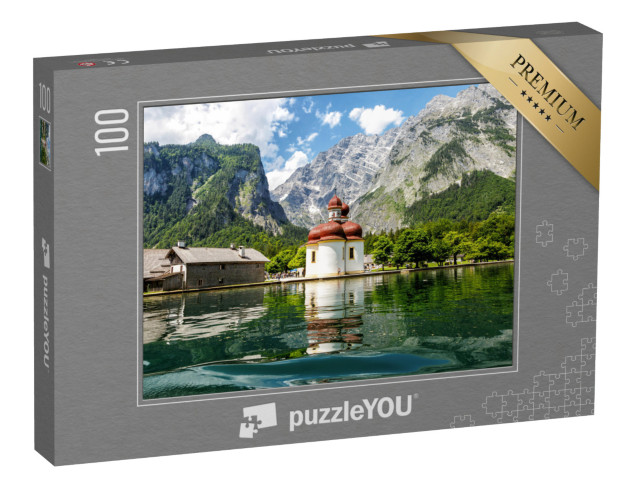 puzzle 100 dílků „Pohled na kostel svatého Bartoloměje od jezera Königssee, Bavorsko“