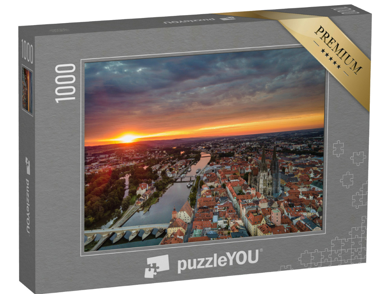 puzzle 1000 dílků „Regensburg shora při nádherném východu slunce“
