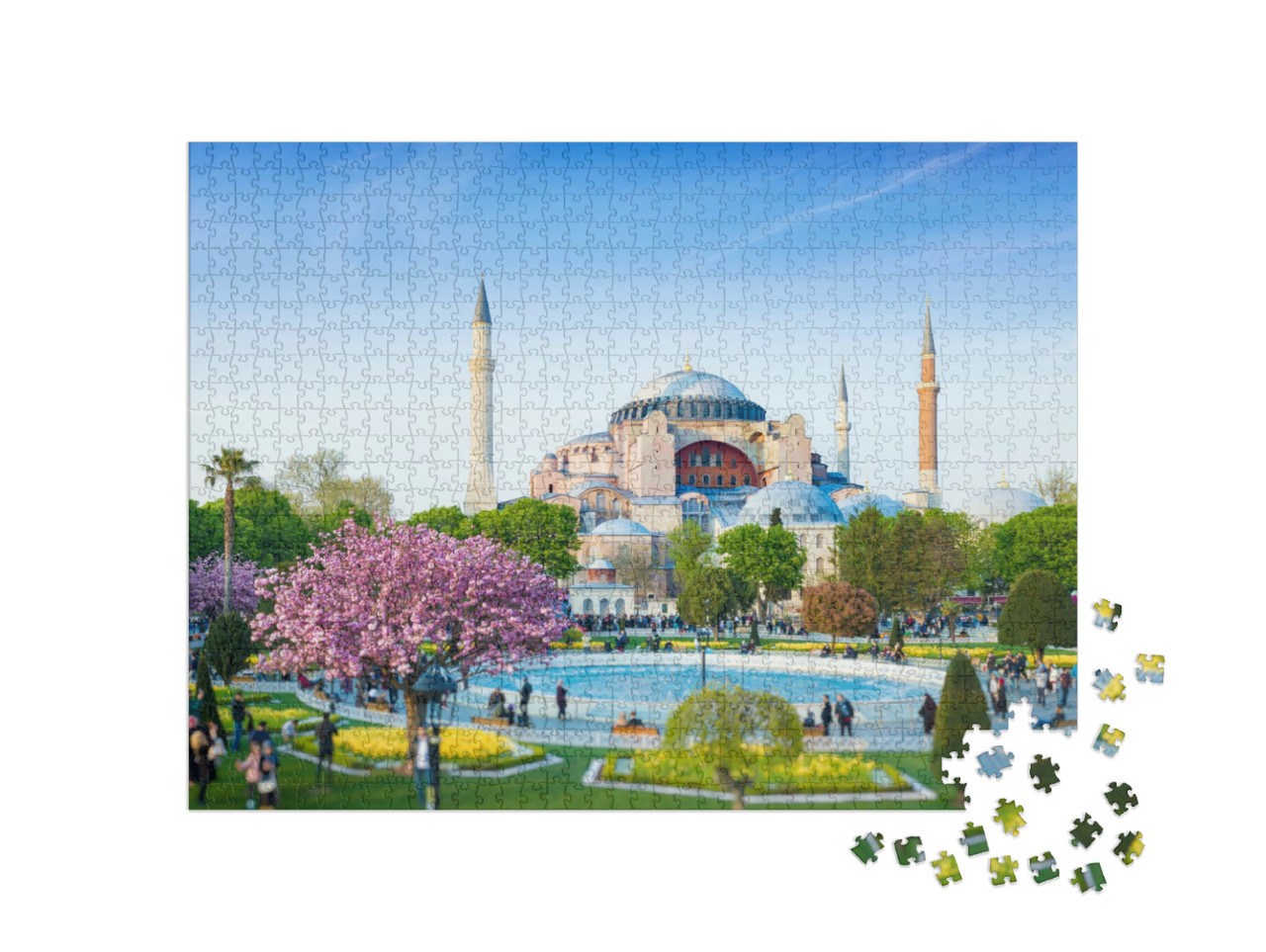 puzzle 1000 dílků „Čtvrť Sultanahmet v tureckém Istanbulu. Nedaleko se nachází slavná Hagia Sofia.“