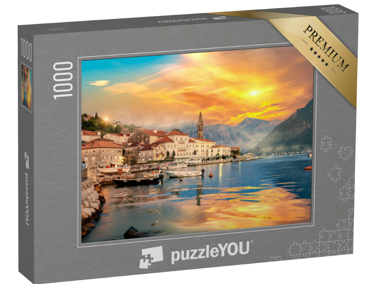 puzzle 1000 dílků „Historické město Perast v Kotorském zálivu, Černá Hora“