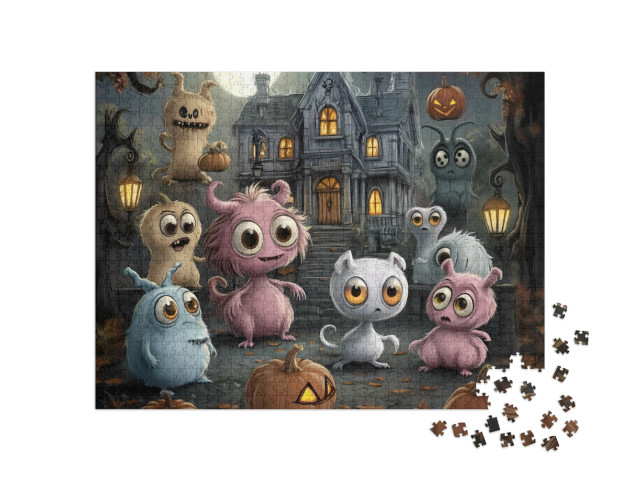 puzzle 1000 dílků „Roztomilá monstra na Halloween“