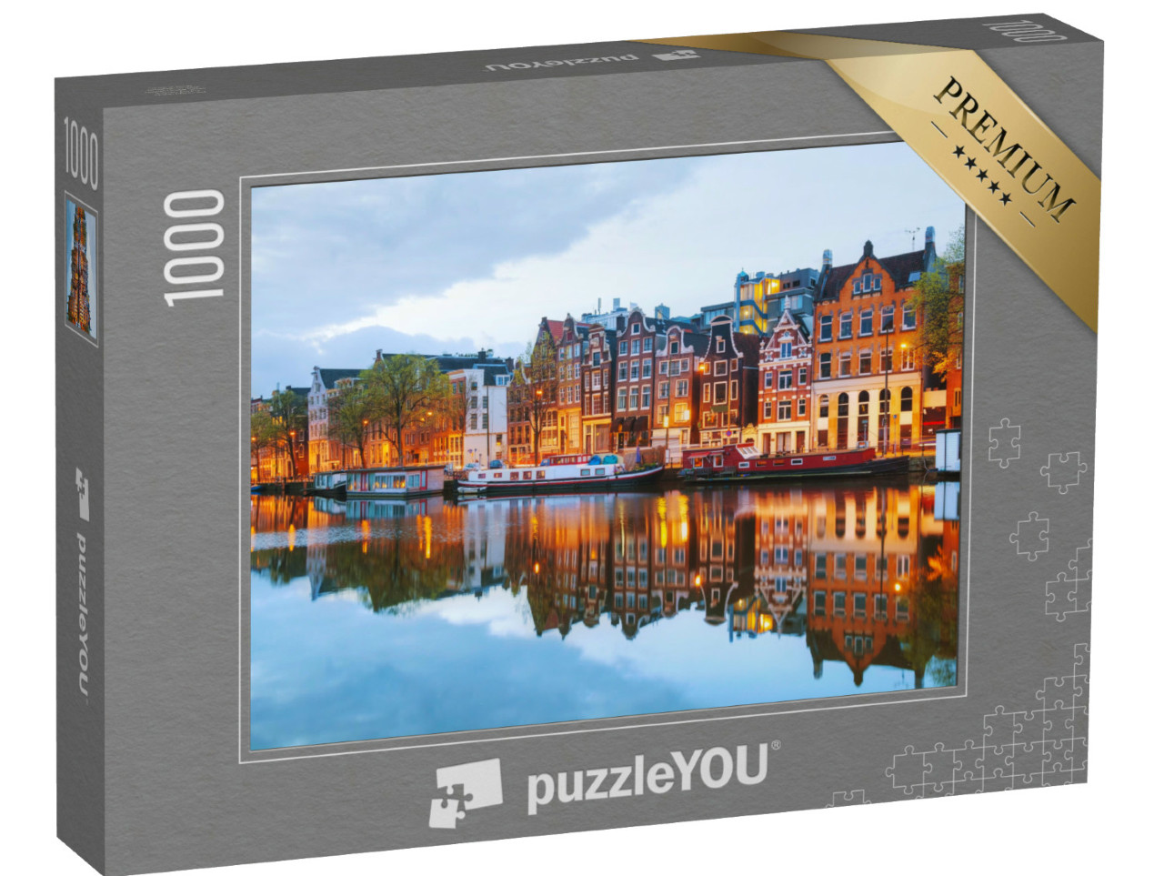 puzzle 1000 dílků „Večerní pohled na Amsterdam, Holandsko“