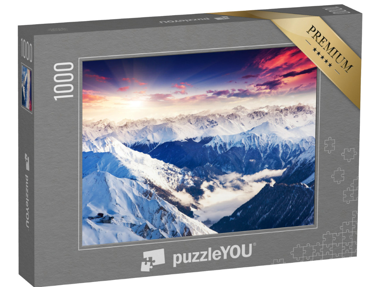 puzzle 1000 dílků „Fantastické večerní panorama Alp“
